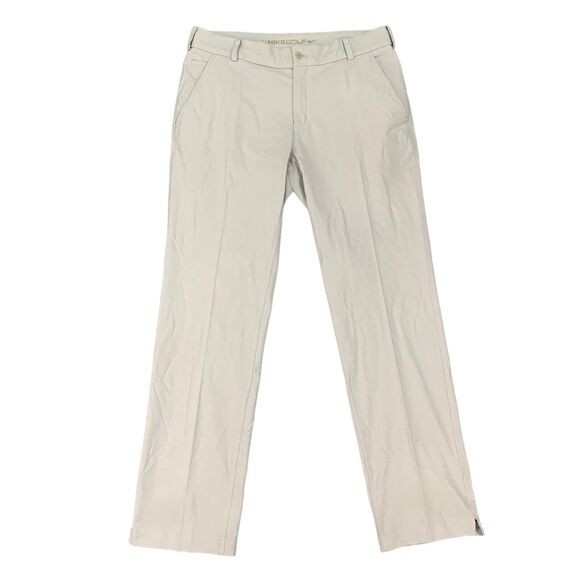 Nike Pant Mens 34 Stone Golf Vented Cuff Performance Moisture Wicking Flat Front - Picture 1 of 12